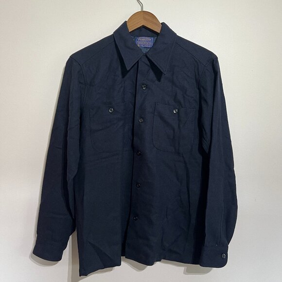 Pendleton Navy Blue 100% Wool Collared Shirt, Small - Picture 1 of 9